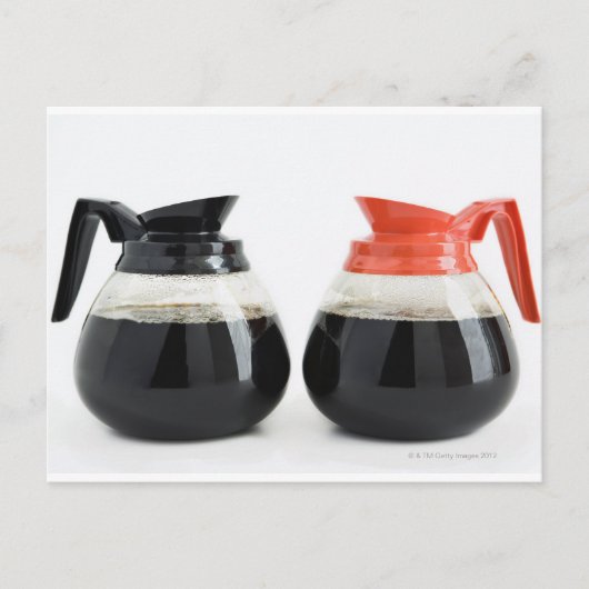 Carte Postale Caf. et Decaf. Pots de café en blanc. (Devant)