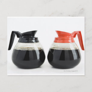 Carte Postale Caf. et Decaf. Pots de café en blanc.