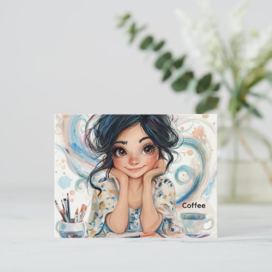 Carte postale café (Debout devant)