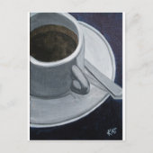 Carte Postale Café 5x7 acrylique sur tableau en toile, @Kathleen (Devant)