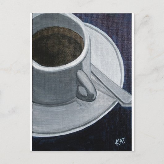 Carte Postale Café 5x7 acrylique sur tableau en toile, @Kathleen (Devant)