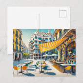 Carte Postale Café à Barcelone Espagne (Devant / Derrière)