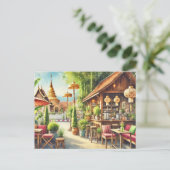Carte Postale Café à Chiang Mai Wat Phra Singh (Debout devant)