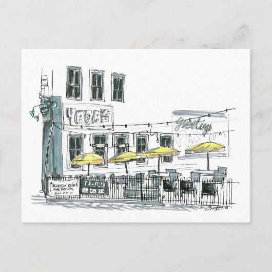 Carte Postale Café à Galveston, TX (Devant)