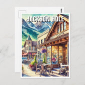 Carte Postale Café à Jackson Hole Wyoming (Devant / Derrière)