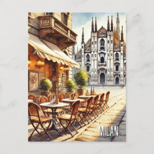 Carte Postale Café à Milan Aquarelle Peinture Mug