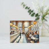 Carte Postale Café à Milan Aquarelle Peinture Mug (Debout devant)