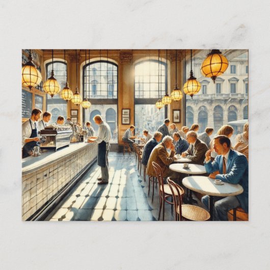 Carte Postale Café à Milan Aquarelle Peinture Mug (Devant)