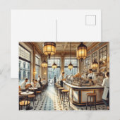 Carte Postale Café à Milan Aquarelle Peinture Mug (Devant / Derrière)