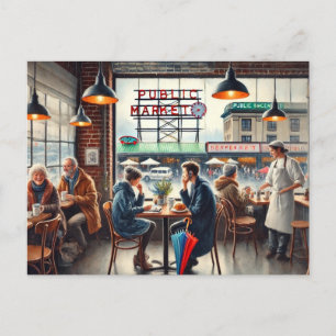 Carte Postale Café à Rainy Seattle