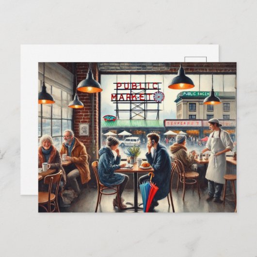 Carte Postale Café à Rainy Seattle (Devant / Derrière)