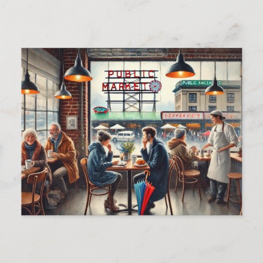 Carte Postale Café à Rainy Seattle (Devant)