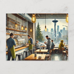 Carte Postale Café à Rainy Seattle