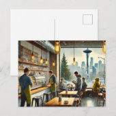 Carte Postale Café à Rainy Seattle (Devant / Derrière)
