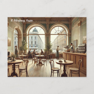 Carte Postale Café à Saint-Pétersbourg Russie