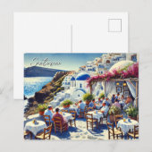 Carte Postale Café à Santorin (Devant / Derrière)