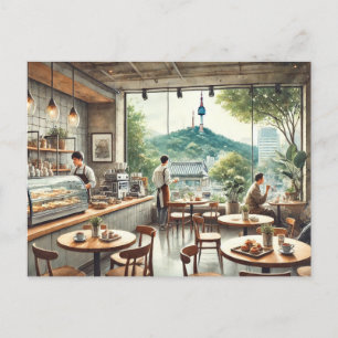 Carte Postale Café à Séoul Corée Namsan Mug
