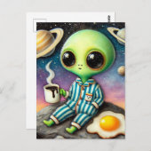Carte Postale Café Alien Avec Oeuf (Devant / Derrière)