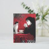 Carte Postale Café avec chat (Debout devant)