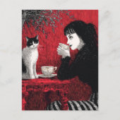 Carte Postale Café avec chat (Devant)