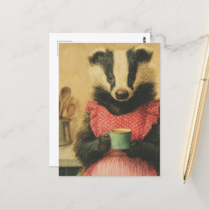 Carte Postale Café avec Miss Badger