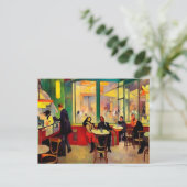 Carte Postale Café bondé à Paris (Debout devant)