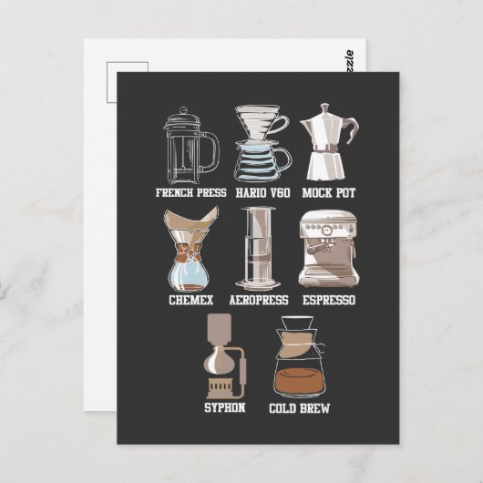 Carte Postale Café Brew Method Caffeine (Devant / Derrière)
