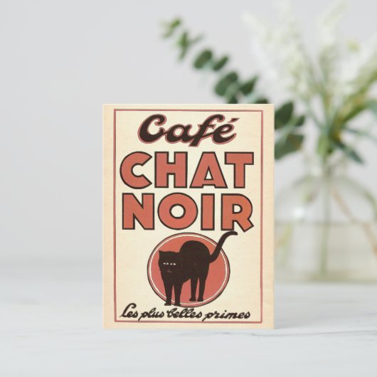 Carte Postale Café chat noir (Debout devant)