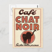 Carte Postale Café chat noir (Devant / Derrière)