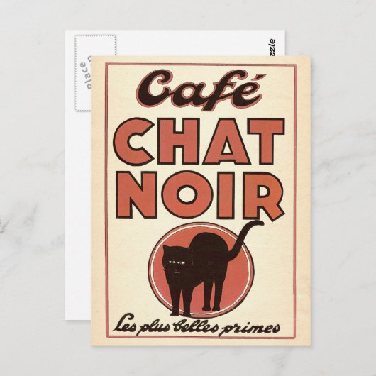 Carte Postale Café chat noir (Devant / Derrière)