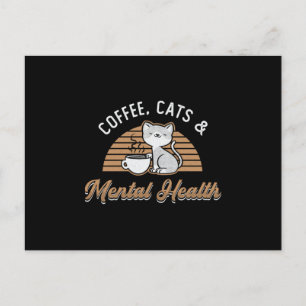 Carte Postale Café Chats et soins de santé mentale Sensibilisati