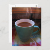 Carte postale café chaud à vapeur (Devant / Derrière)