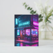 Carte Postale Café Coréen Neon LoFi Art (Debout devant)