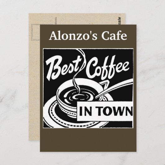 Carte Postale Café customisé / Restaurant - Roast foncé (Devant / Derrière)