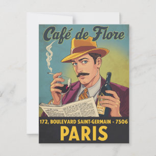 Carte Postale Café de Flore : Elégance parisienne