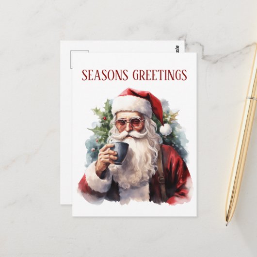 Carte Postale Café de Noël festif (Devant/Arrière en situation)
