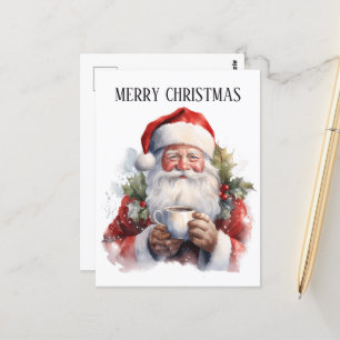 Carte Postale café de Noël festif Père Noël ajouter du texte