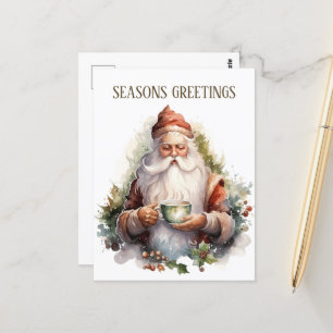 Carte Postale café de Noël festif Père Noël ajouter du texte