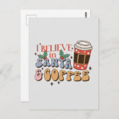 Carte Postale Café de Noël | Père Noël et café (Devant / Derrière)