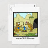 Carte Postale Café de printemps : Dessin de l'ours (Devant / Derrière)