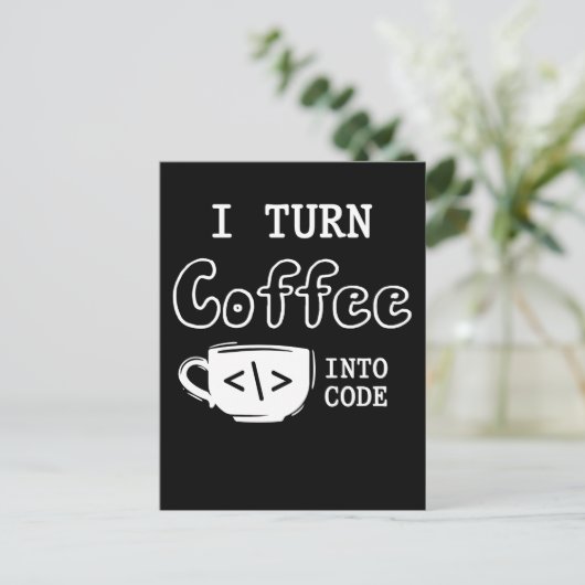 Carte Postale Café de programmeur Blague Logiciel Codeur (Debout devant)