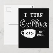 Carte Postale Café de programmeur Blague Logiciel Codeur (Devant / Derrière)