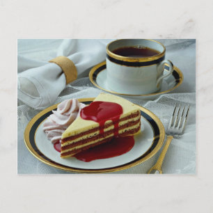 Carte Postale Café délicieux et torte baumkuchen