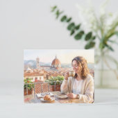 Carte Postale Café du matin à Florence (Debout devant)