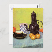 Carte Postale Café en émail bleu par Vincent van Gogh (Devant / Derrière)