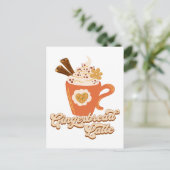 Carte Postale Café en latte de pain d'épice rétro (Debout devant)