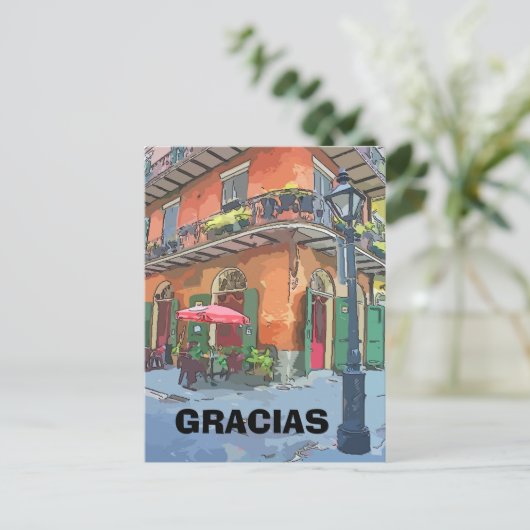 Carte Postale Café En Quartier Français, modifier le texte (Debout devant)