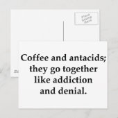 Carte Postale Café et antiacides, ils vont ensemble (Devant / Derrière)