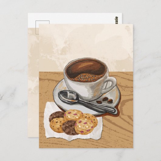 Carte Postale Café et biscuits  (Devant / Derrière)