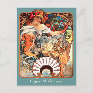 Carte Postale Café et biscuits CC0411 Alphonse Mucha